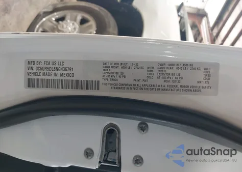 2022 Ram 2500 Big Horn 4X4 6'4 Box from USA, damaged, VIN 3C6UR5DL6NG436791